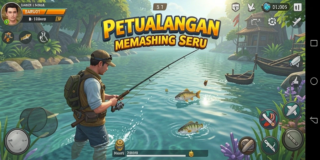 Gameplay memancing yang seru dalam BARU01.