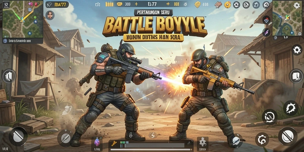 Screenshot IDA777 menampilkan pertarungan mendebarkan dalam Battle Royale.