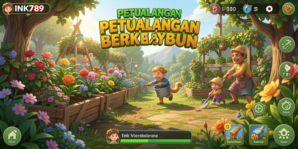 Tampilan gameplay INK789 yang menarik saat berkebun.