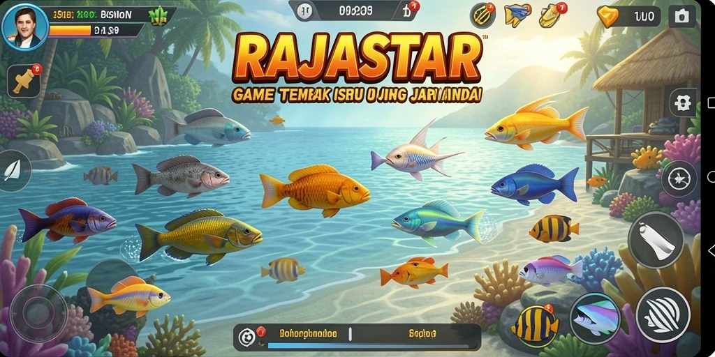 Tampilan gameplay menarik dari RAJASTAR saat menembak ikan.