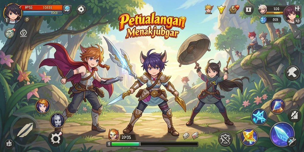 Tampilan gameplay RP55 yang memukau dengan aksi seru karakter Anime.