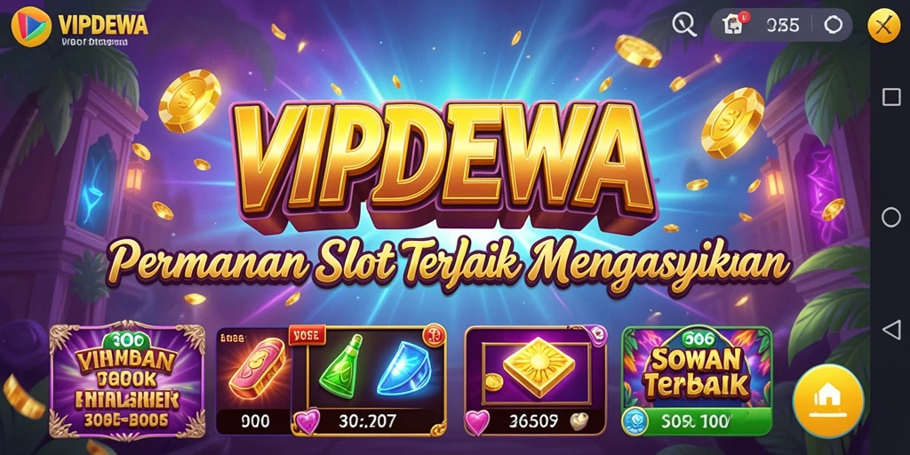 Tangkapan layar utama gameplay <strong>VIPDEWA</strong> menunjukkan mesin slot yang menarik dan penuh warna.